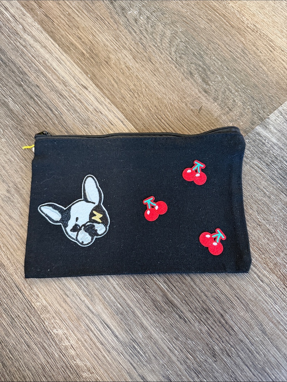 New Black Kids Pouch with Cute Dog and Cherry Accents
